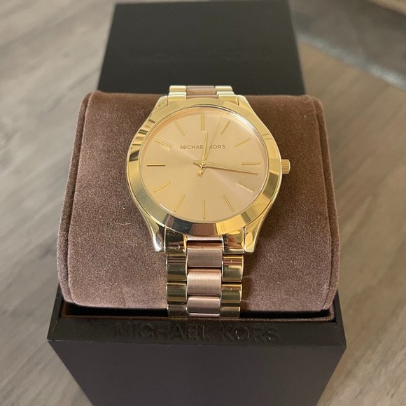 Michael Kors Oversized Two-Tone Rose Gold Watch - Picture 1 of 8